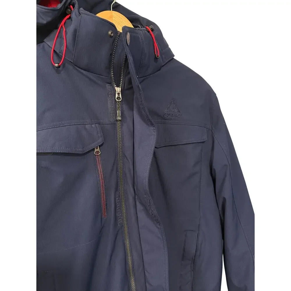Gerry M Nimbus Tech Snowboard Jacket $199 Detachable Hood Puffer Ski Coat Blue